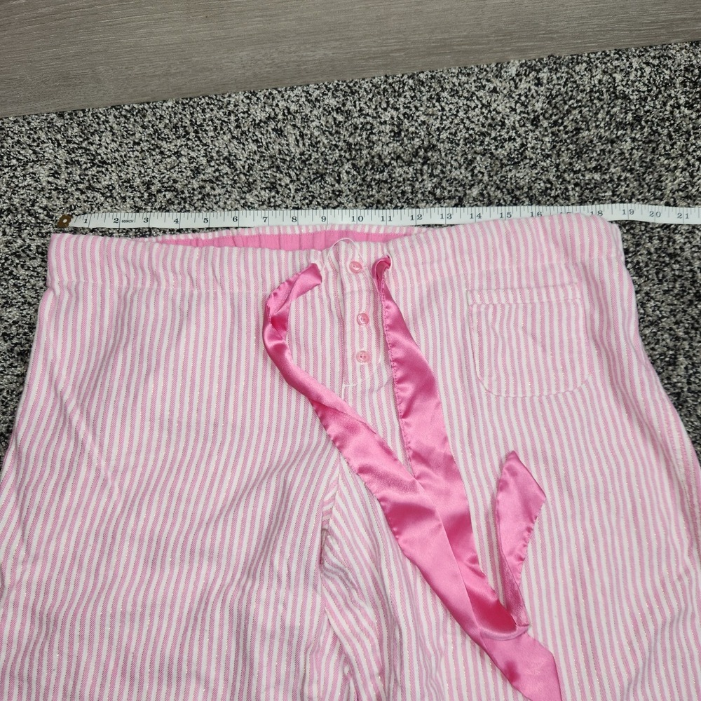 Y2k Vtg Victoria's Secret PINK Ski Bunnies Stripe Pajama Pants Pink Gold Women L - Picture 6 of 13